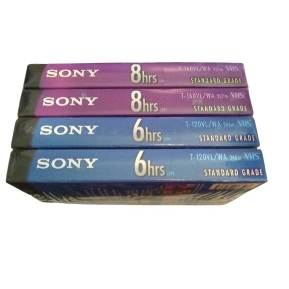 Sony 4pk Blank Media Vhs Tapes 6hrs / 8 hrs T120/ T160 Standard Grade New - Picture 1 of 4